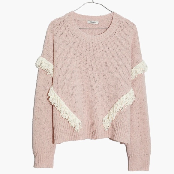 Madewell Sweater Womens Small Montford Fringe Pullover Crewneck Boho Feminine - Picture 4 of 9